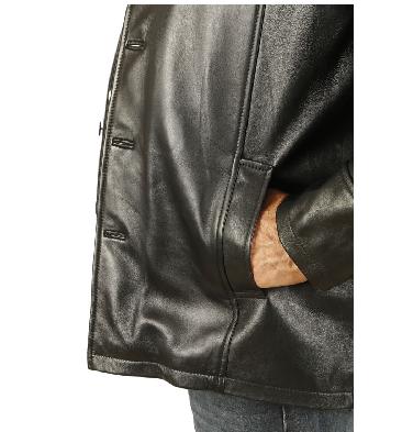 SL11304XL - Plus Size Gents Four Button Black Leather Jacket