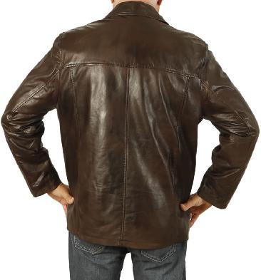 SL1130115XL - Size 5XL Gents Four Button Brown Leather Jacket