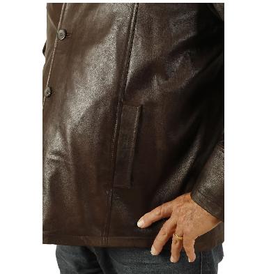 SL1130115XL - Size 5XL Gents Four Button Brown Leather Jacket
