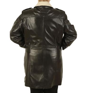 SL1148 - Ladies Broad Fitting Double-Breasted 3/4 Length Two Colour Leather Coat