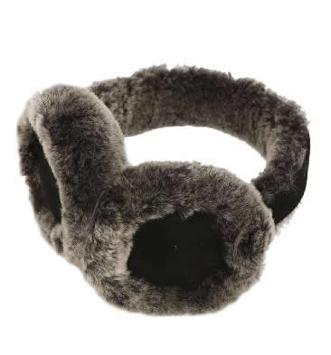 Black Tipped Sheepskin Ear Muffs - SL6111821