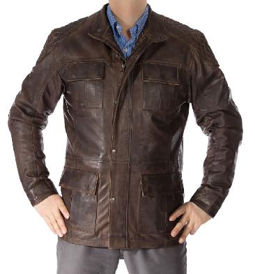 Antique Black Leather Biker Jacket from 