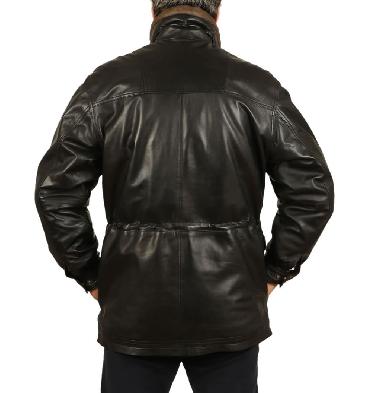 SL11032124XL - 4XL Gents 3/4 Length Black Leather 