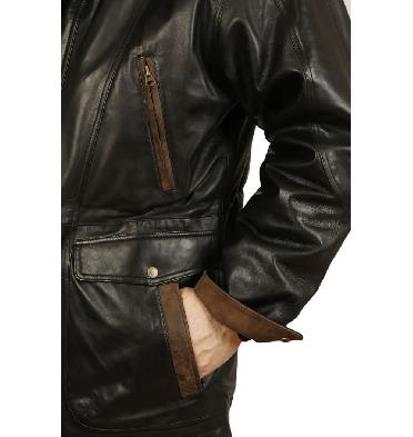 SL11032124XL - 4XL Gents 3/4 Length Black Leather 