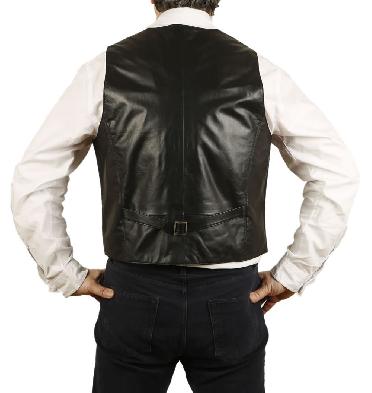 SL1149 - Classic Black Leather Waistcoat