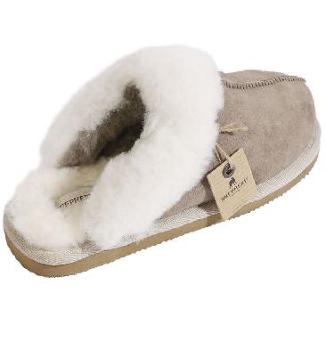 SL601005 - Shepherd Are Girls Cuffed Stone Sheepskin Mule Slipper