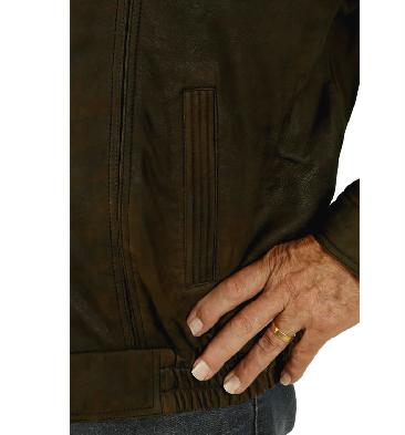 SL111616XL - Size 6XL Mens Dark Brown Buff Leather Blouson