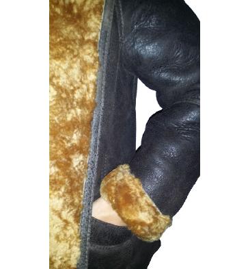 SL115941 - Ladies Cross-Over Sheepskin Aviator Jacket In Caramel