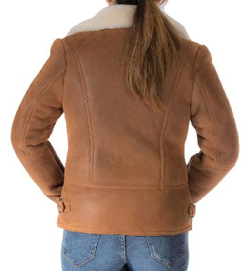 SL115920 - Ladies Cross-Zip Sheepskin Jacket In Whisky