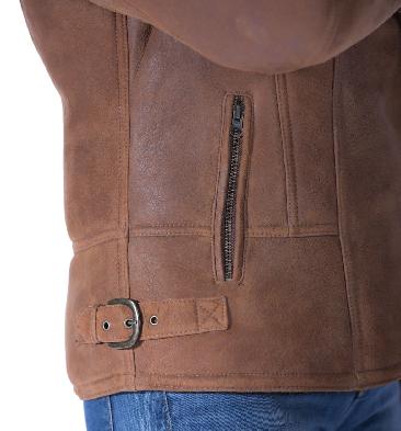 SL115920 - Ladies Cross-Zip Sheepskin Jacket In Whisky
