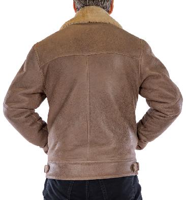 SL115810 - Cross Over Sheepskin Flying Jacket In Sand Cream