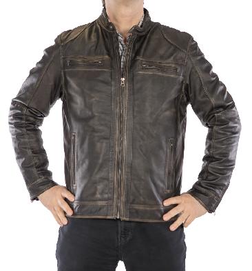 Antique Black Leather Biker Jacket - SL10123