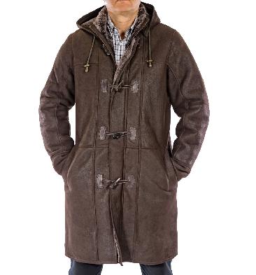 Mens Brown "Nappalamb" Sheepskin Duffle Coat - SL11702