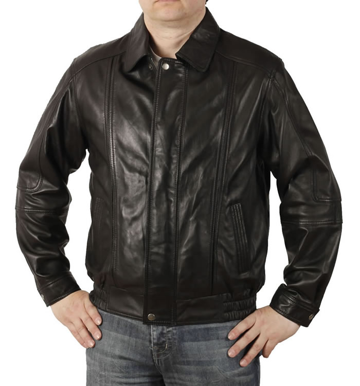 Mens Classical Style Black Leather Blouson - SL1116