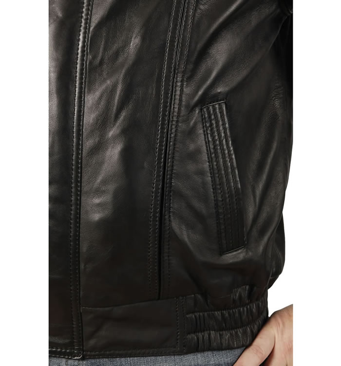 SL1116 - Mens Classical Style Black Leather Blouson