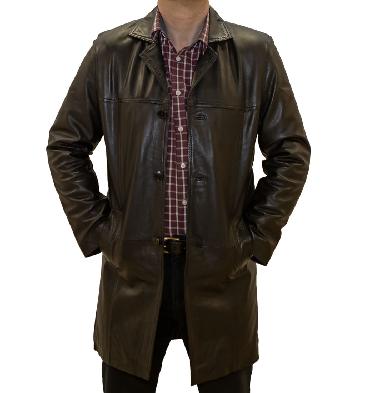 three quarter length leather jacket