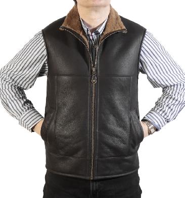 Mens "Nappa Lamb" Caramel Sheepskin Gillet - SL126601