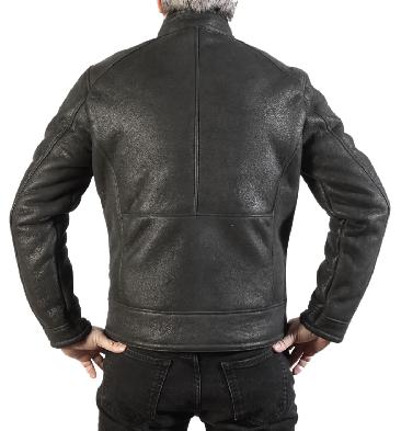 SL1158129 - Straight Zip Biker Style Black Sheepskin Flying Jacket