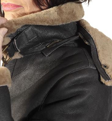 SL115932 - Ladies Hooded Shaped Caramel Sheepskin Flying Jacket