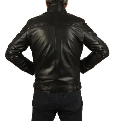 SL11145XL - 5XL Black Leather Lightweight Zip-Up Jacket