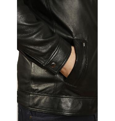 SL11145XL - 5XL Black Leather Lightweight Zip-Up Jacket