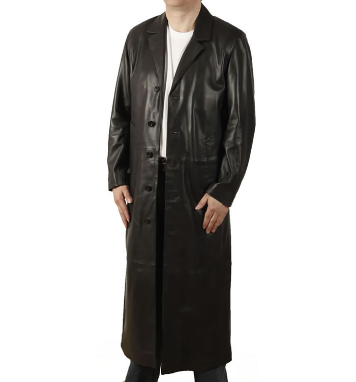 Full Length Black Leather Coat from Simons Leather