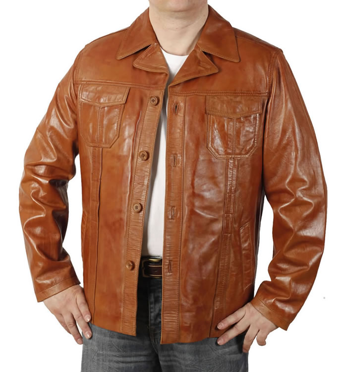 Mens Leather Blazers And On Jackets Simons On Up Pocketted Retro Style Cognac Leather Jacket Sl1155