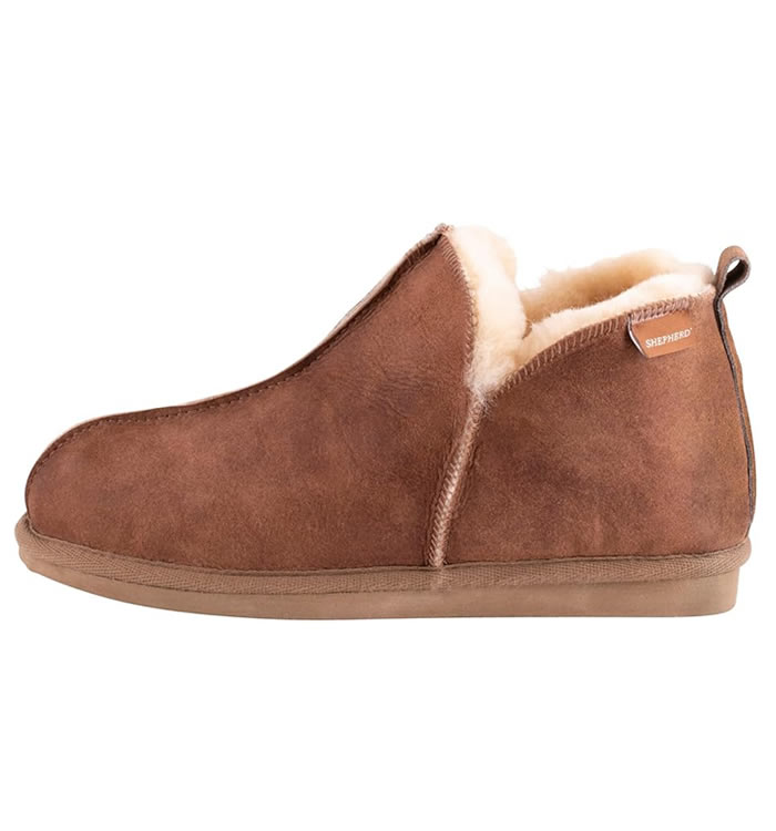 SL6000 - Shepherd Annie Cuffed Ladies Sheepskin Slipper In Antique Cognac