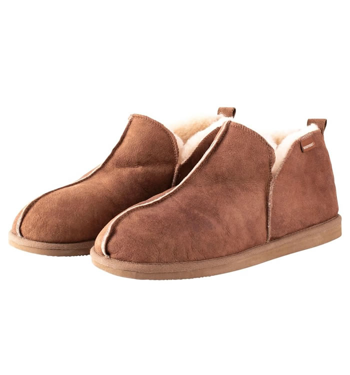 SL6000 - Shepherd Annie Cuffed Ladies Sheepskin Slipper In Antique Cognac