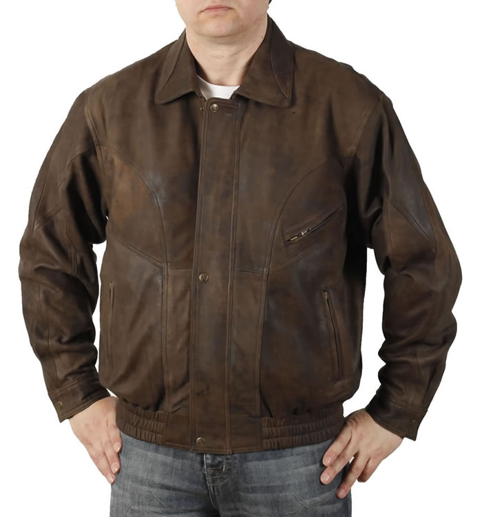 Mens Brown Buff Leather Blouson - SL1013