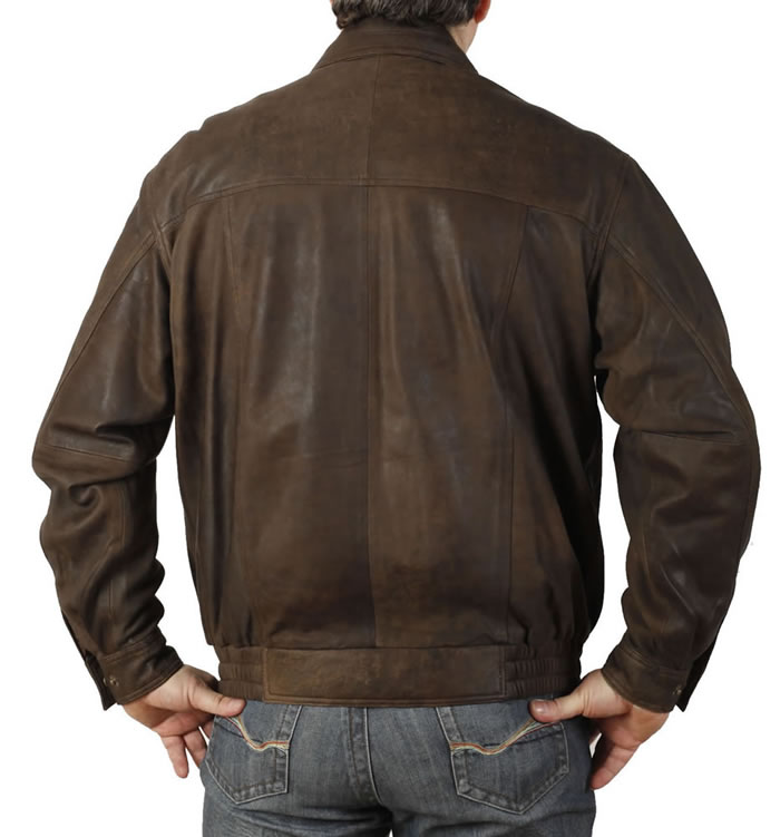SL1013 - Mens Brown Buff Leather Blouson