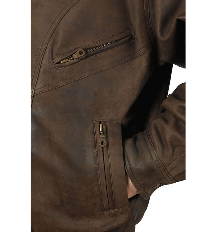 SL1013 - Mens Brown Buff Leather Blouson