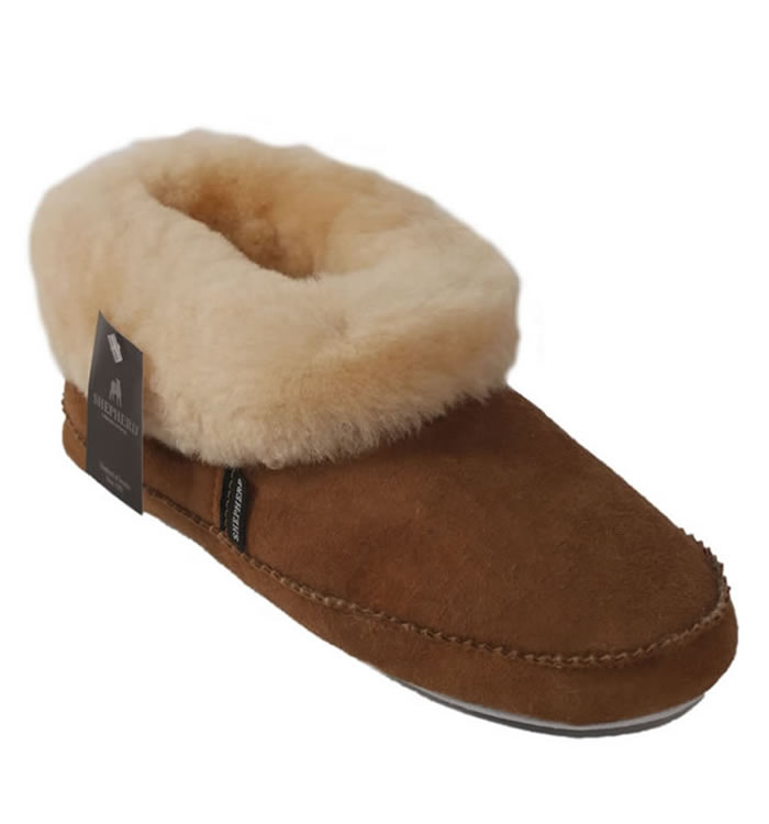 Shepherd Emmy Cuffed Ladies Soft Soled Chestnut Sheepskin Bootie Slipper - SL61213