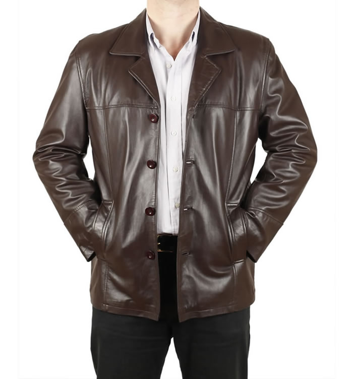 mens leather blazer uk