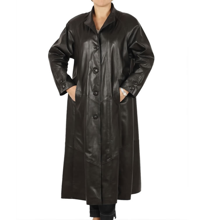 Women S Ankle Length Leather Coat Tradingbasis