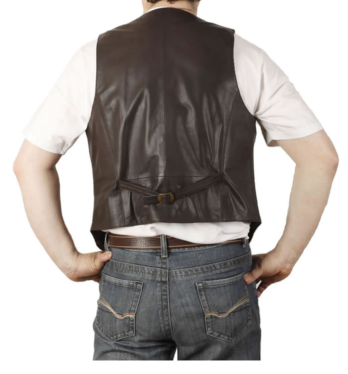 SL11491 - Classic Brown Leather Waistcoat