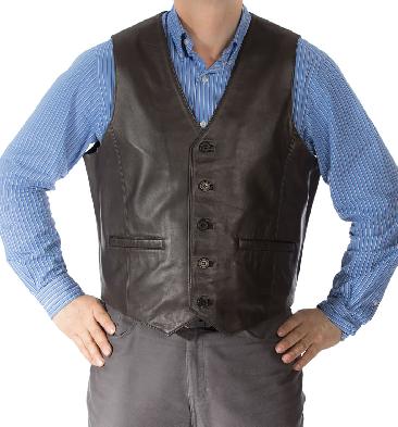 Classic Brown Leather Waistcoat - SL11491